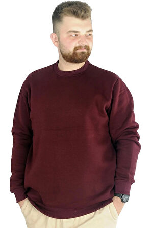  Mode Xl Erkek Sweatshirt Bisiklet Yaka Basic 20131 Mürdüm