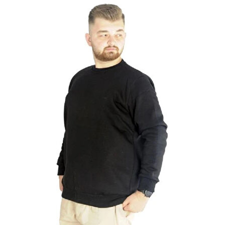  Mode Xl Erkek Sweatshirt Bisiklet Yaka Basic 20131 Siyah