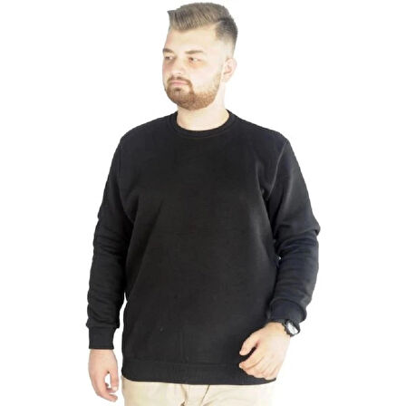  Mode Xl Erkek Sweatshirt Bisiklet Yaka Basic 20131 Siyah
