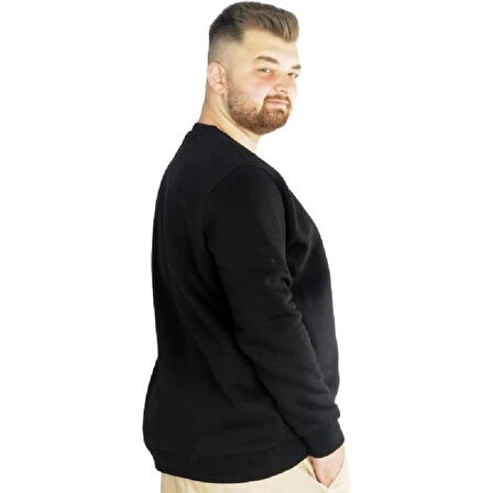  Mode Xl Erkek Sweatshirt Bisiklet Yaka Basic 20131 Siyah
