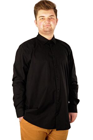 Mode XL Büyük Beden Erkek Klasik Gömlek Likralı 20351 Siyah