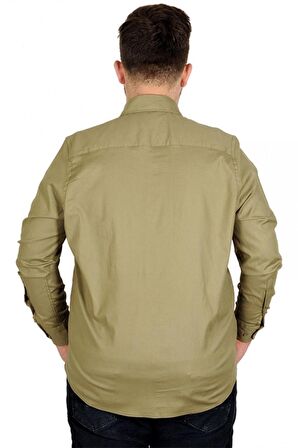 Mode XL Erkek Gömlek UKol Gabardin Çift Cep 20360 Haki