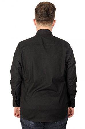 Mode XL Erkek Gömlek UKol Gabardin Çift Cep 20360 Siyah