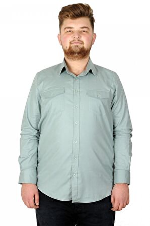 Mode XL Büyük Beden Erkek Gömlek  Gabardin  20360 Su Yeşili