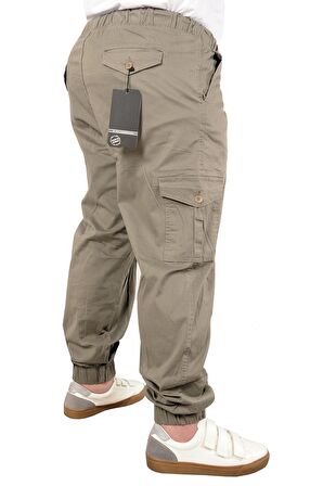 Mode XL Büyük Beden Erkek Keten Kargo Jogger Valencia 21911 Bej