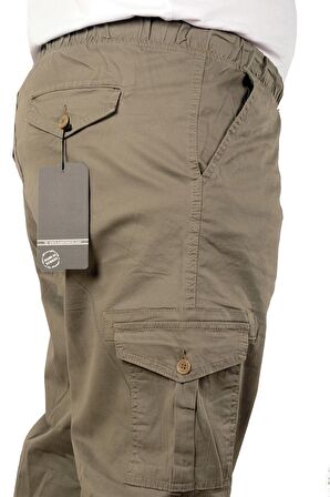 Mode XL Büyük Beden Erkek Keten Kargo Jogger Valencia 21911 Bej