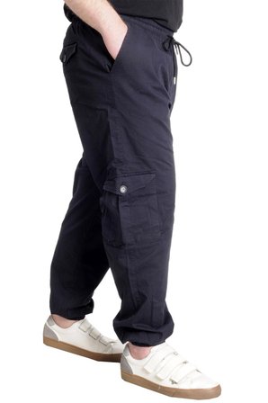 Mode XL Büyük Beden Keten Kargo Jogger Valencia 21911 Lacivert