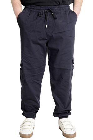 Mode XL Büyük Beden Keten Kargo Jogger Valencia 21911 Lacivert