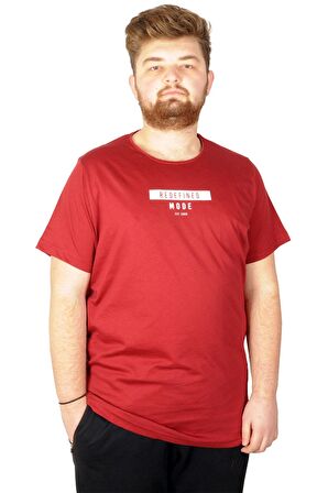 Mode XL Büyük Beden Tshirt Bis Yaka Reflektör Redefined Mode 21101 Bordo