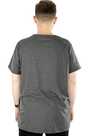 Mode XL Büyük Beden Likralı T-shirt Bisiklet Yaka 20149 Antramelanj