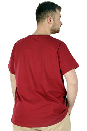 Mode XL Büyük Beden Likralı T-shirt Bisiklet Yaka 20149  Bordo