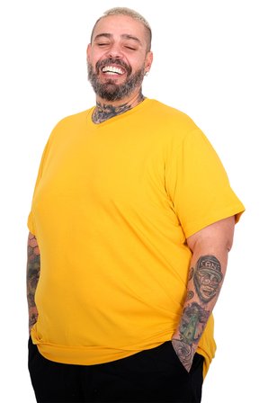 Mode XL Büyük Beden Erkek Basic V Yaka T-Shirt 20150 HARDAL