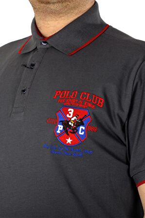 Mode XL Büyük Beden T-shirt Polo Club 21331 Füme