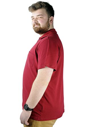 Mode XL T-Shirt Polo Yaka Cepli Klasik 20550 Bordo