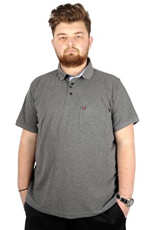 Mode XL Battal Beden Erkek Tshirt Polo Yaka Cepli Klasik Pike 20552 Antramelanj