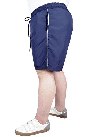 Mode XL Büyük Beden Deniz Şortu White Line 21451 Lacivert