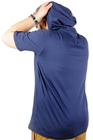 Mode XL Büyük Beden Oversize Tshirt Kapşon Basic 21115 İndigo