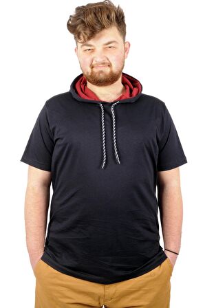 Mode XL Büyük Beden Oversize Tshirt Kapşon Basic 21115 Lacivert