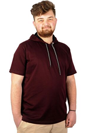 Mode XL Büyük Beden Oversize Tshirt Kapşon Basic 21115 Mürdüm