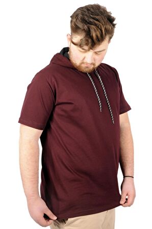 Mode XL Büyük Beden Oversize Tshirt Kapşon Basic 21115 Mürdüm