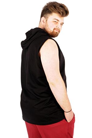 Mode XL Büyük Beden Erkek Kolsuz Kapşon Basic 21125 Siyah