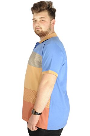 Mode XL Büyük Beden T-shirt Polo Striped 21327 Saks