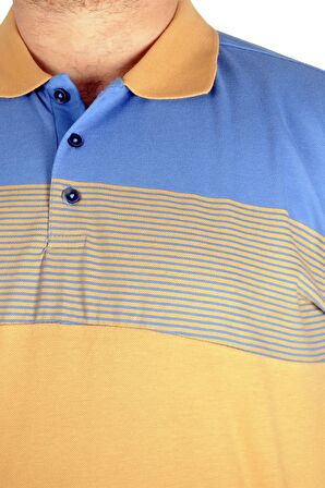 Mode XL Büyük Beden T-shirt Polo Striped 21327 Saks