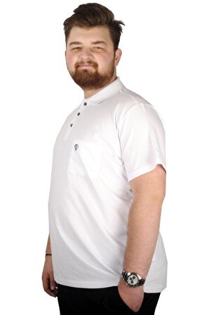 Mode XL Büyük Beden T-shirt Polo Cep Sup Basic 21557 Beyaz