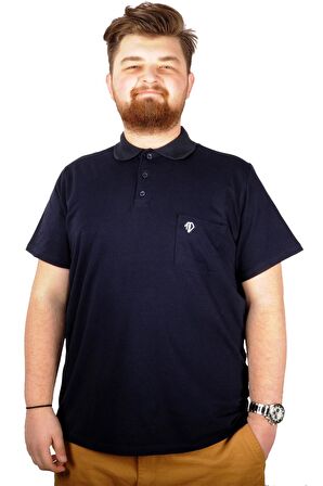 Mode XL Büyük Beden T-shirt Polo Cep Sup Basic 21557 Lacivert