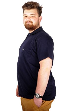 Mode XL Büyük Beden T-shirt Polo Cep Sup Basic 21557 Lacivert