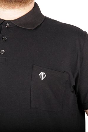 Mode XL Büyük Beden T-shirt Polo Cep Sup Basic 21557 Siyah