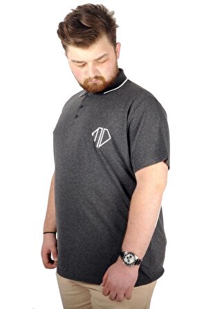 Mode XL Büyük Beden T-shirt Polo Cep Sup MD Basic 21555 Antrasit
