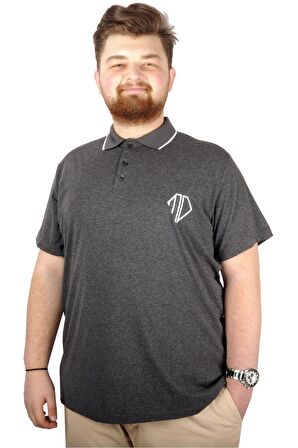 Mode XL Büyük Beden T-shirt Polo Cep Sup MD Basic 21555 Antrasit
