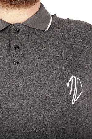 Mode XL Büyük Beden T-shirt Polo Cep Sup MD Basic 21555 Antrasit