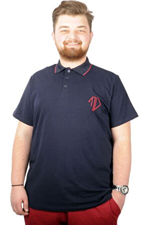 Mode XL Büyük Beden T-shirt Polo Cep Sup MD Basic 21555 Lacivert
