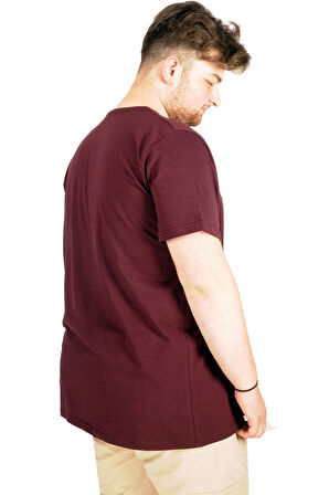 Mode XL Büyük Beden T-Shirt V Yaka Likralı 20150 Mürdüm