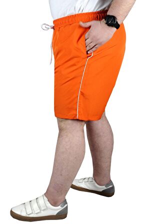 Mode XL Büyük Beden Deniz Şortu White Line 21451 Oranj