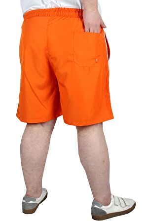 Mode XL Büyük Beden Deniz Şortu White Line 21451 Oranj