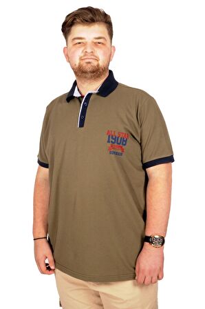 Mode XL Büyük Beden T-shirt Polo Athletic 21318 Haki