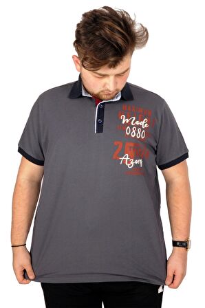 Mode XL Büyük Beden T-shirt Polo Maximum Height 21319 Füme