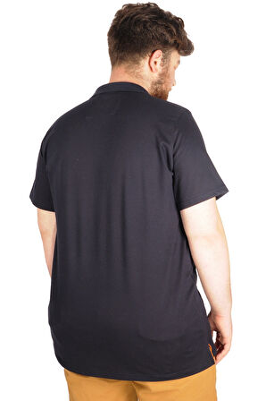 Mode XL Büyük Beden Erkek T-Shirt Fermuarlı Polo Yaka 21029 Lacivert