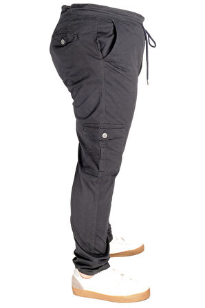 Mode XL Büyük Beden Pantolon Keten Kargo Jogger Milano 21912 Lacivert