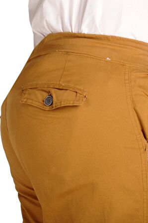 Mode XL Büyük Beden Pantolon Keten Kargo Jogger Milano 21912 Taba