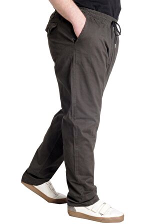 Mode XL Büyük Beden Pantolon Keten Jogger Milano 21913 Haki