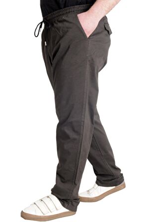 Mode XL Büyük Beden Pantolon Keten Jogger Milano 21913 Haki