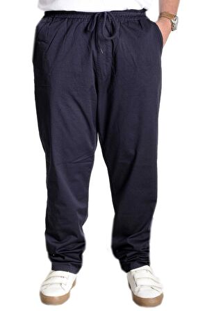 Mode XL Büyük Beden Pantolon Keten Jogger Milano 21913 Lacivert