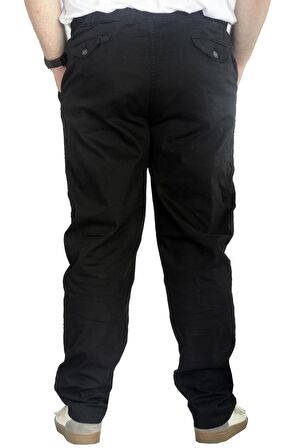 Mode XL Büyük Beden Pantolon Keten Jogger Milano 21913 Siyah