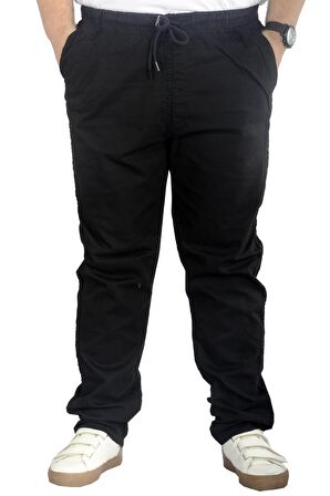 Mode XL Büyük Beden Pantolon Keten Jogger Milano 21913 Siyah