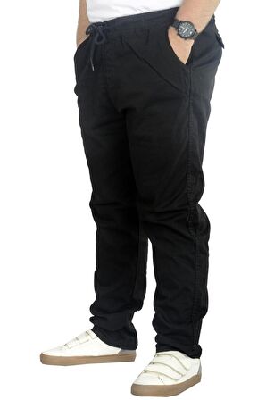 Mode XL Büyük Beden Pantolon Keten Jogger Milano 21913 Siyah