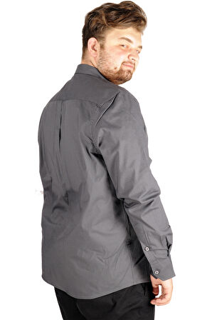 Mode XL Büyük Beden Erkek Klasik Cepli Gömlek Likralı 20350 Füme